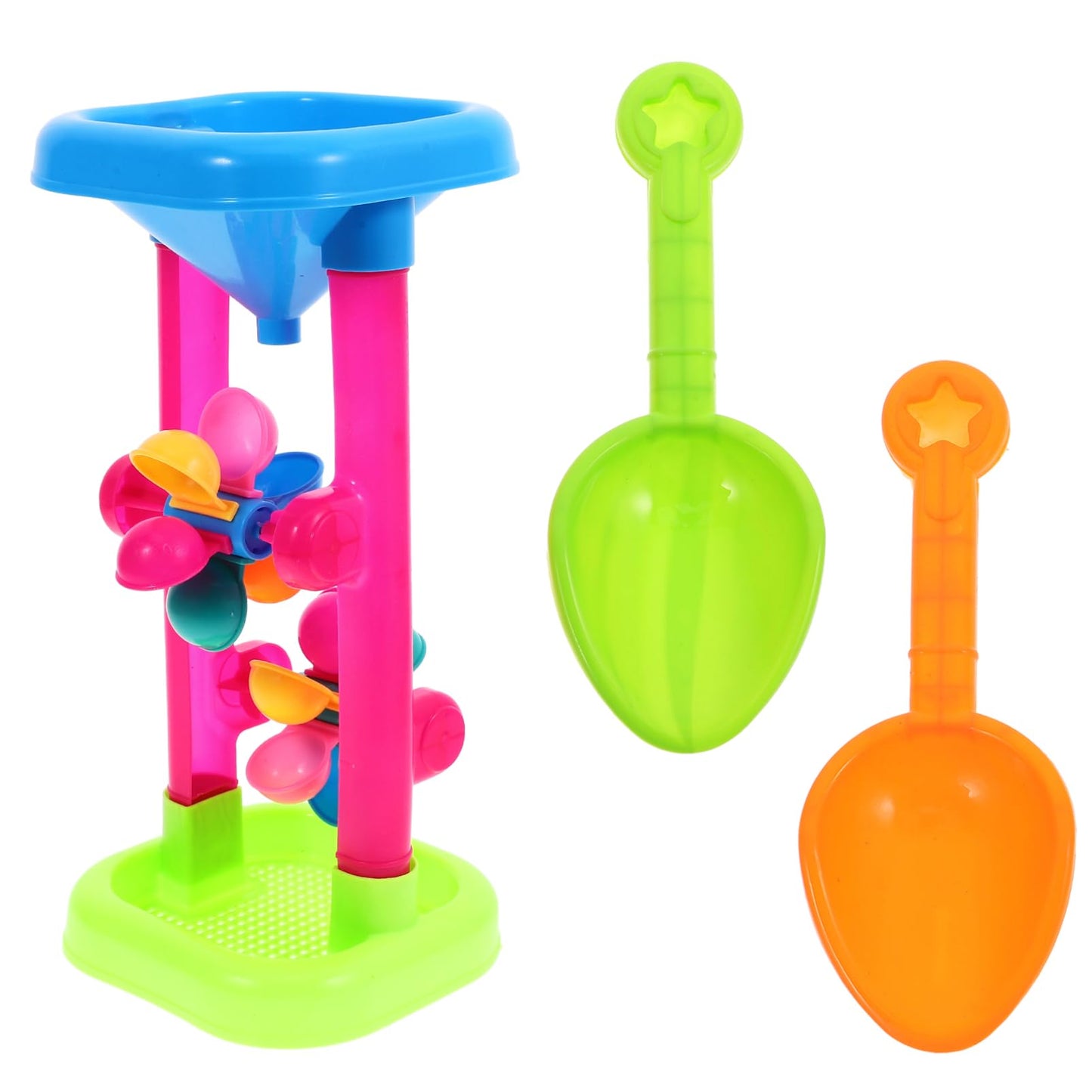 Toyvian Kids Sand Wheel Toy Flowing Sand and Water Wheel Tower Plastic with Spades for Children Summer Outdoor Travel Beach s