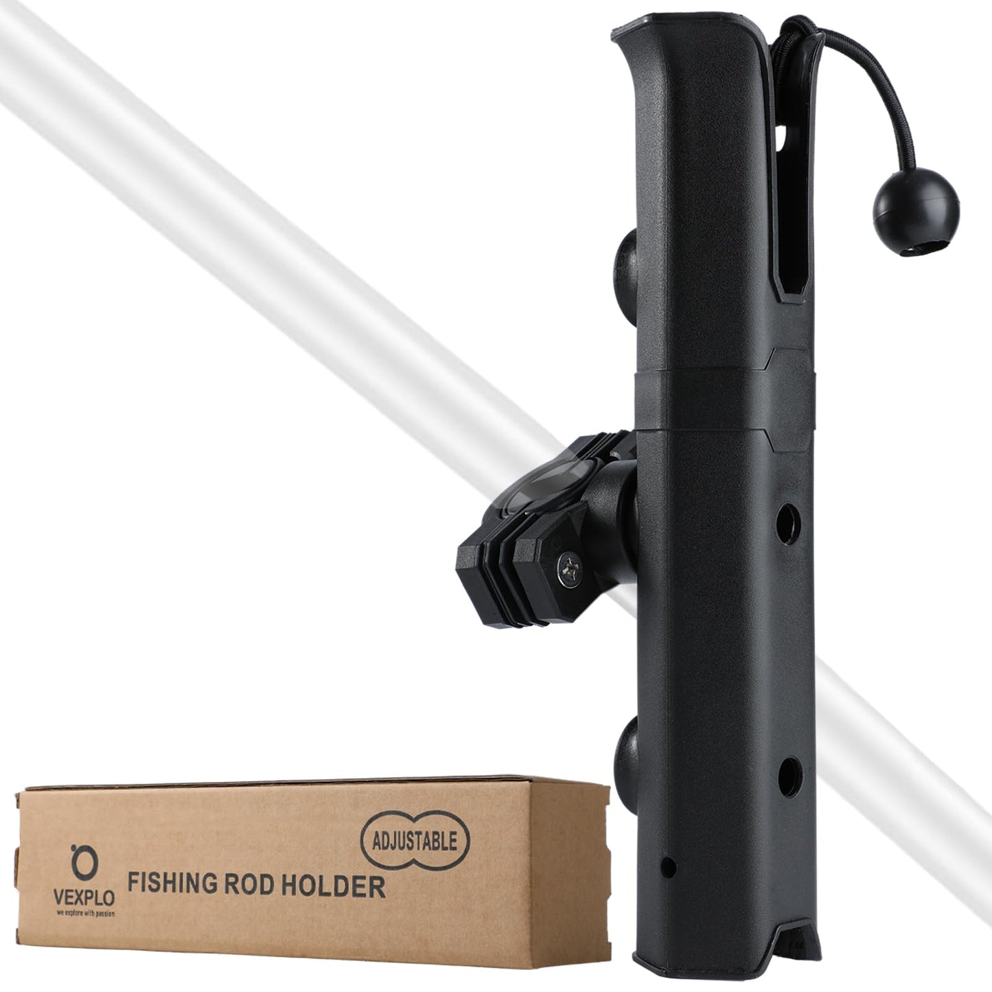 VEXPLO Adjustable Pole Mount Bike Fishing Rod Holder for Bicycle, Boat, Chairs, Cart, Scooter, Motorcycle, ATV & Beach Car, Fishing Pole Holder for Bike Rack with Mount Clamp (1.6" Inner Diameter)"