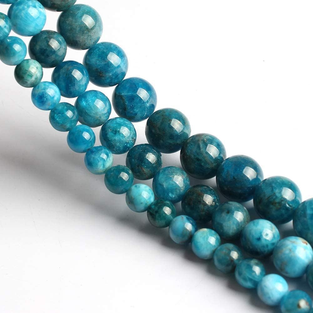 Yochus 60pcs Blue Apatite Stone Beads，6mm Healing Power Natural Stone Round Loose Beads for Jewelry Making Earring Necklace DIY Crafts