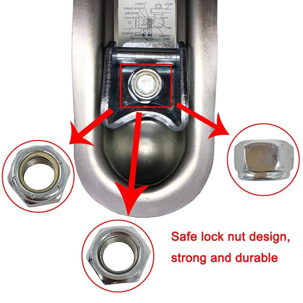 NBJINGYI Straight Trailer Coupler for 2" Ball and 2" Channel Tongue, 3500 lbs Gross Weight Capacity, Zinc Plated Steel for Boat, Utility and Equipment Trailers