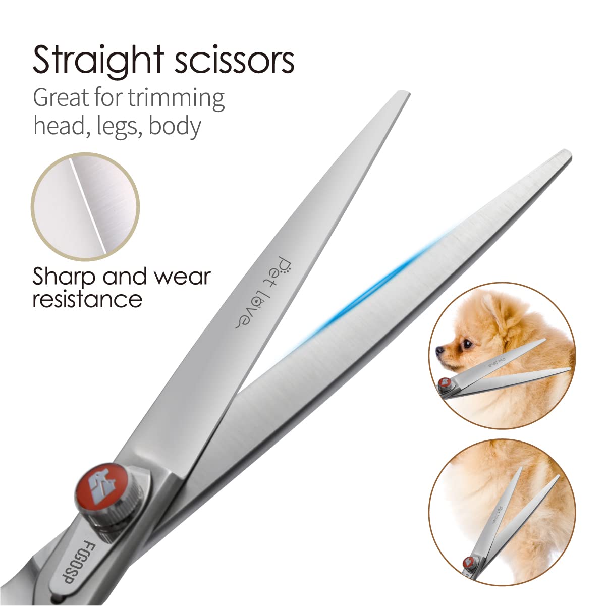 FOGOSP Professional Dog Grooming Scissors Kit Japan 440C Stainless Steel 7 in Curved Thinning Straight Chunker Shears and Comb 5pcs Set for Grooming Dogs Cat Pet