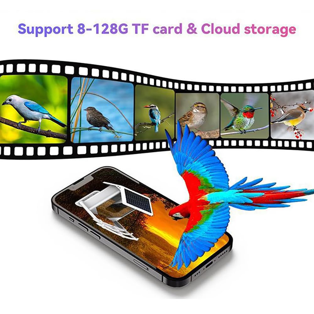Smart Bird Feeder, AI Bird Watching Camera, AI Identify Bird Species, High-definition 1080P and Support 8-128G TF Card & Cloud Storage, for Outside, Yard, House, Tree, Bird Lover