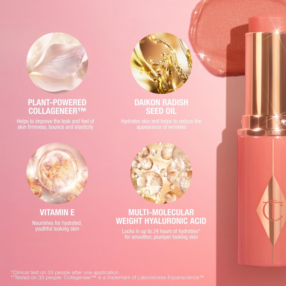 Charlotte Tilbury Unreal Healthy Glow Blush Stick - Buildable Cream Makeup with a Skincare-Infused Formula - Easy to Use, Blendable & Leaves Skin with a Luminous Sheen - Pinky Glow