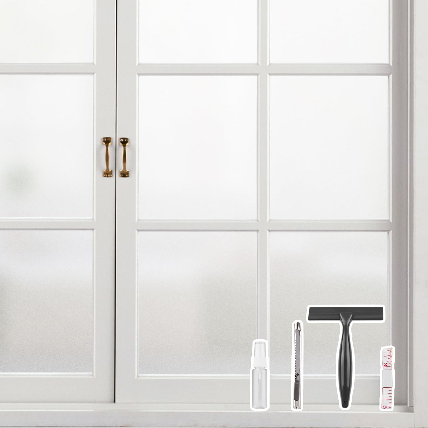 Kromapolis Window Privacy Film, Vinyl Glass Covering, Stained Decorative Film Frosted, Static Window Clings, Non-Adhesive, No-Glue (17.5 x 78.7 inch)