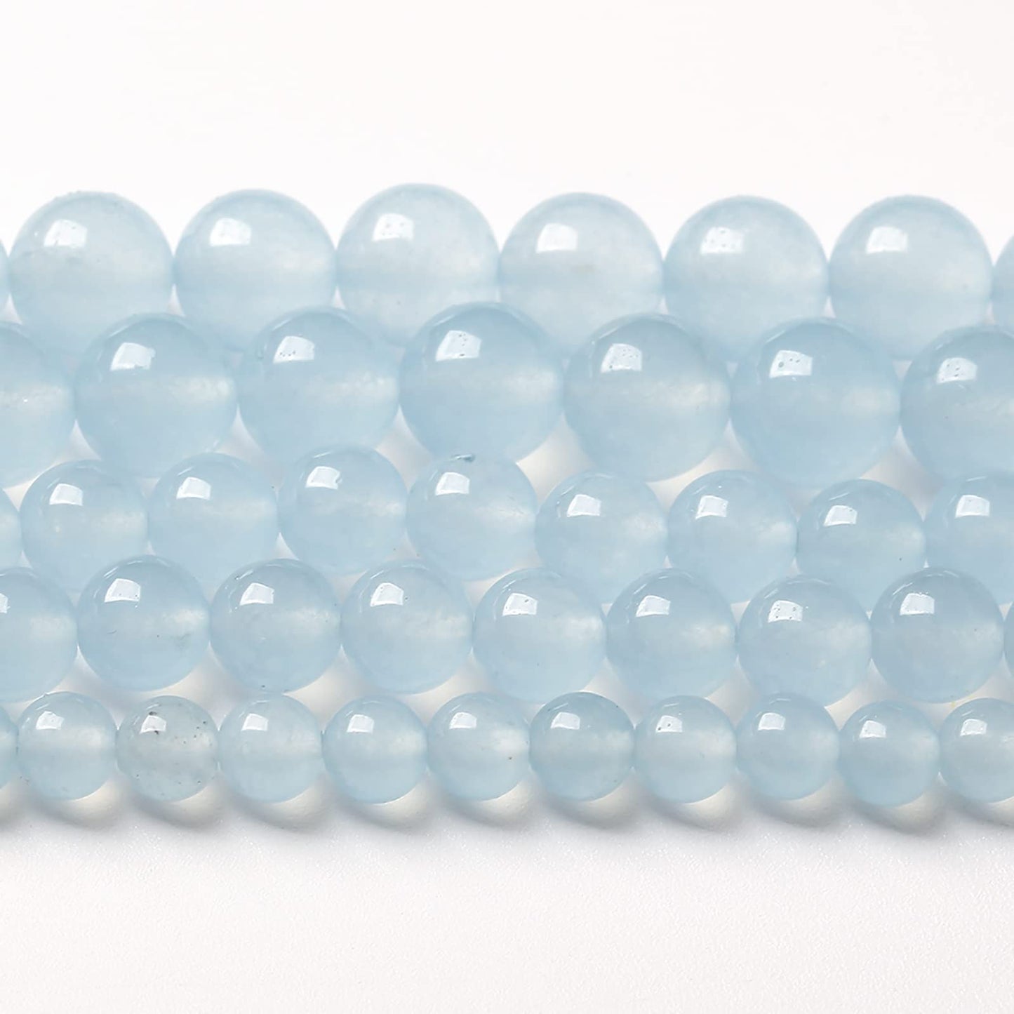 10mm 36pcs Natural Aquamarine Blue Jade Stone Beads for Jewelry Making DIY Bracelet Necklace Accessories Crystal Energy Healing Power Stone Beads(Aquamarine Blue Jade, 10mm)