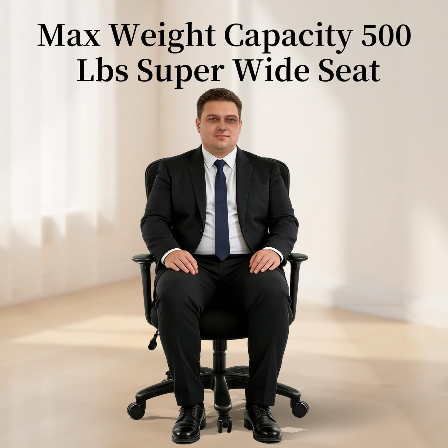 YFO Big and Tall Office Chair 500LBS - Computer Desk Chair with Adjustable Lumbar Support, Heavy Duty Ergonomic Mesh with 360 Rotation 4D Arm and Extra Wide Comfty Seat, Quiet Wheels for Adults