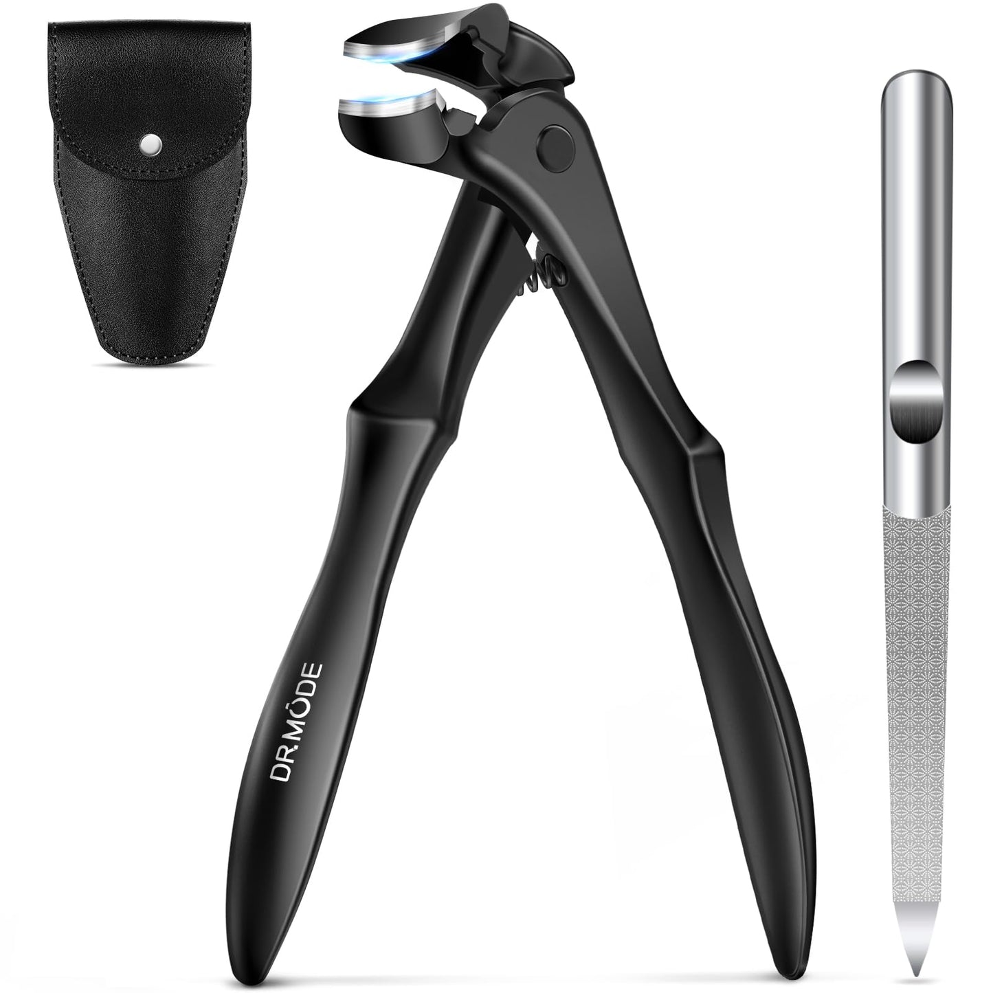 DRMODE Toenail Clippers for Thick Toenails for Seniors, Upgraded Long Handled Angled Head Toe Nail Clippers for Men Thick Nails with Wide Opening, Large Finger Nail Clippers Adult with Catcher