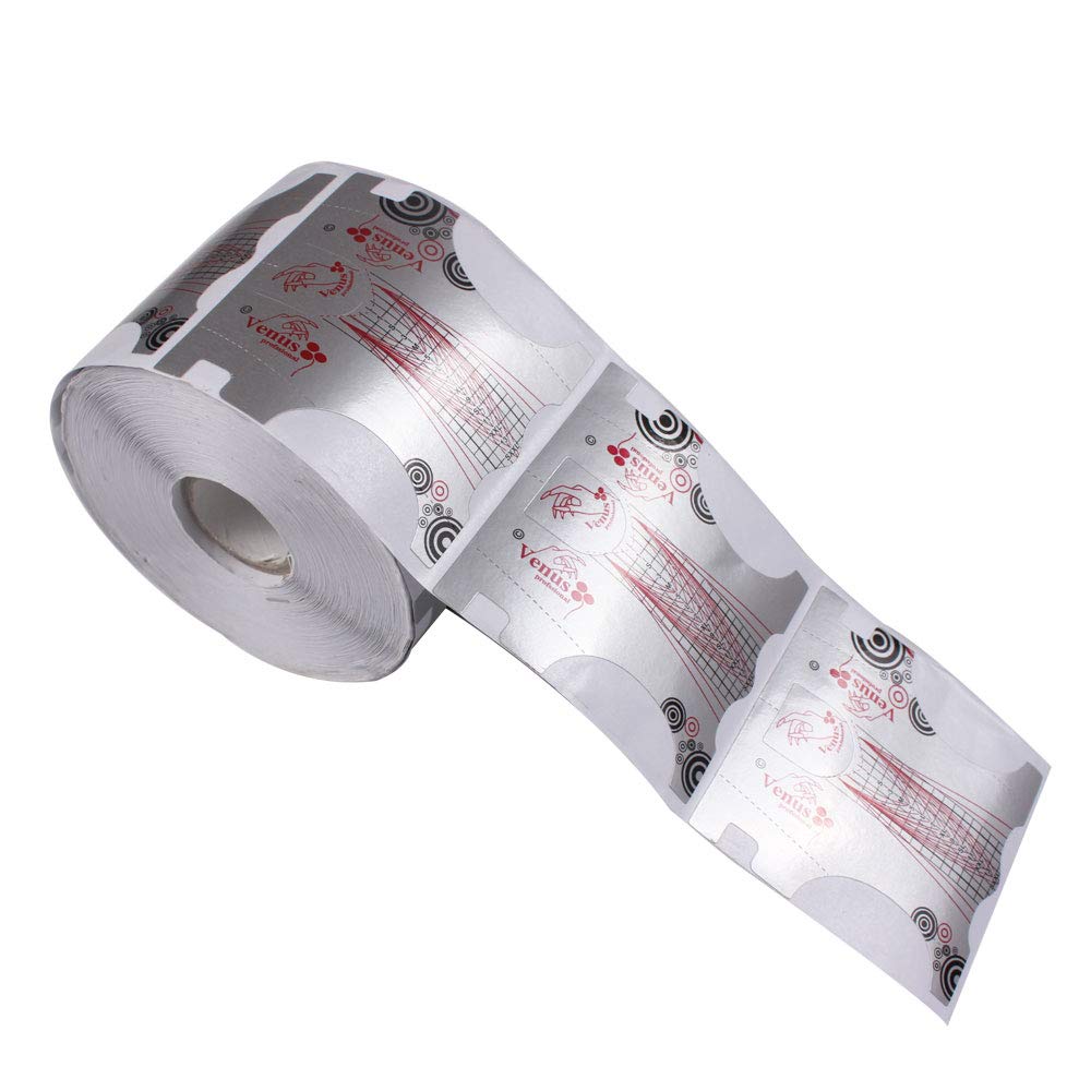 Beautyleader 500Pcs Nail Form, Nail Art Guide Stickers for Acrylic UV Gel Nail Tips Manicure Extension Tool (1 Roll / 500 PCS - Sliver)