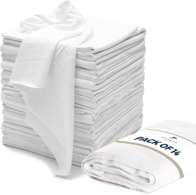 VALENGO New Lint Free Rags â 100% Cotton Cloth, Soft T-Shirt Rags, Lint Free Cloth for Staining Wood, Cast Iron, Dusting, Polishing, Painting and Cleaning â Reusable & Absorbent â 17âx17â (Pack of 14)