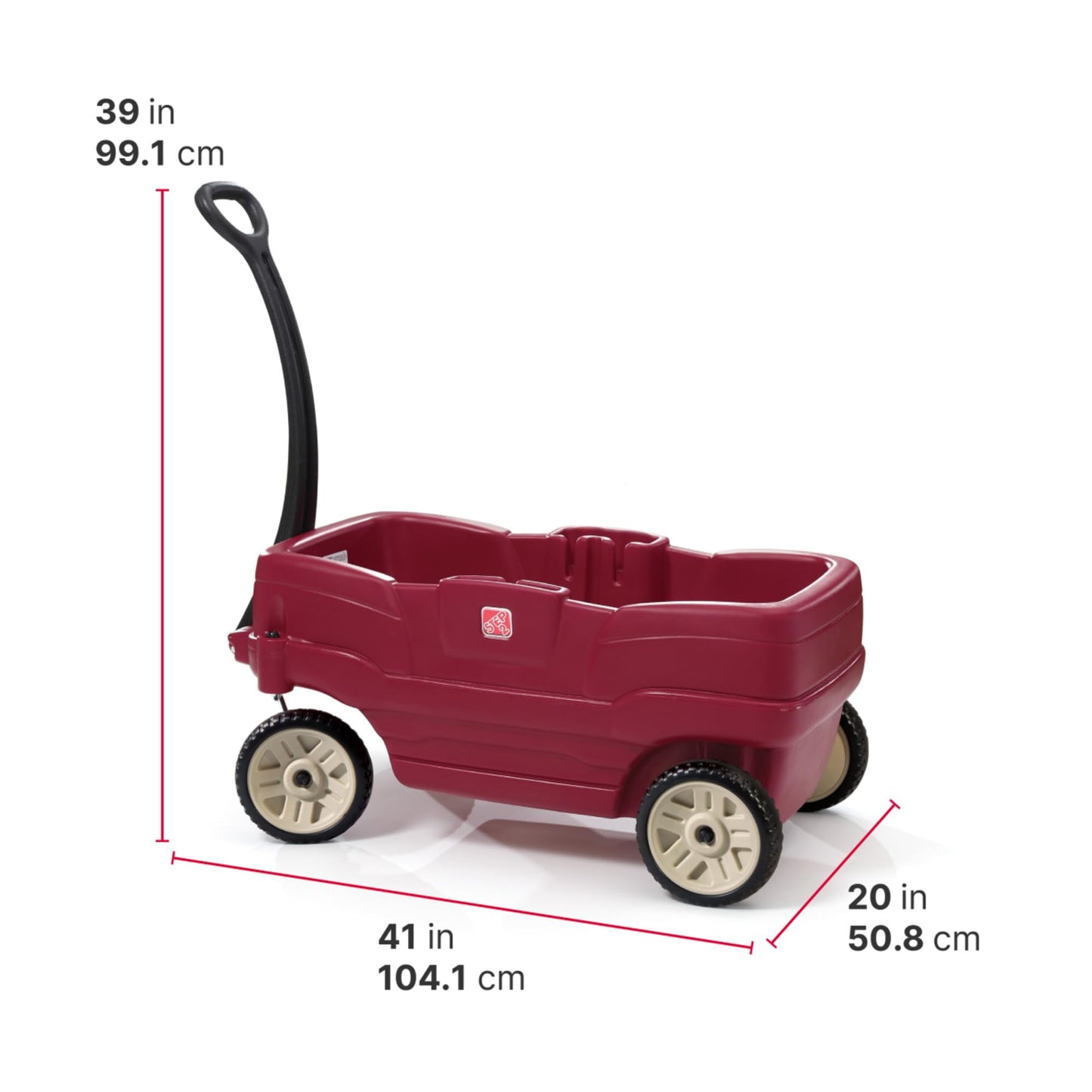 Step2 Neighborhood Wagon, Kids Ride On Toy, Stroller Substitute, Includes Seat Belts, Made of Durable Plastic, Max Weight 75 lbs., For Toddlers 1.5-5 Years Old, Red