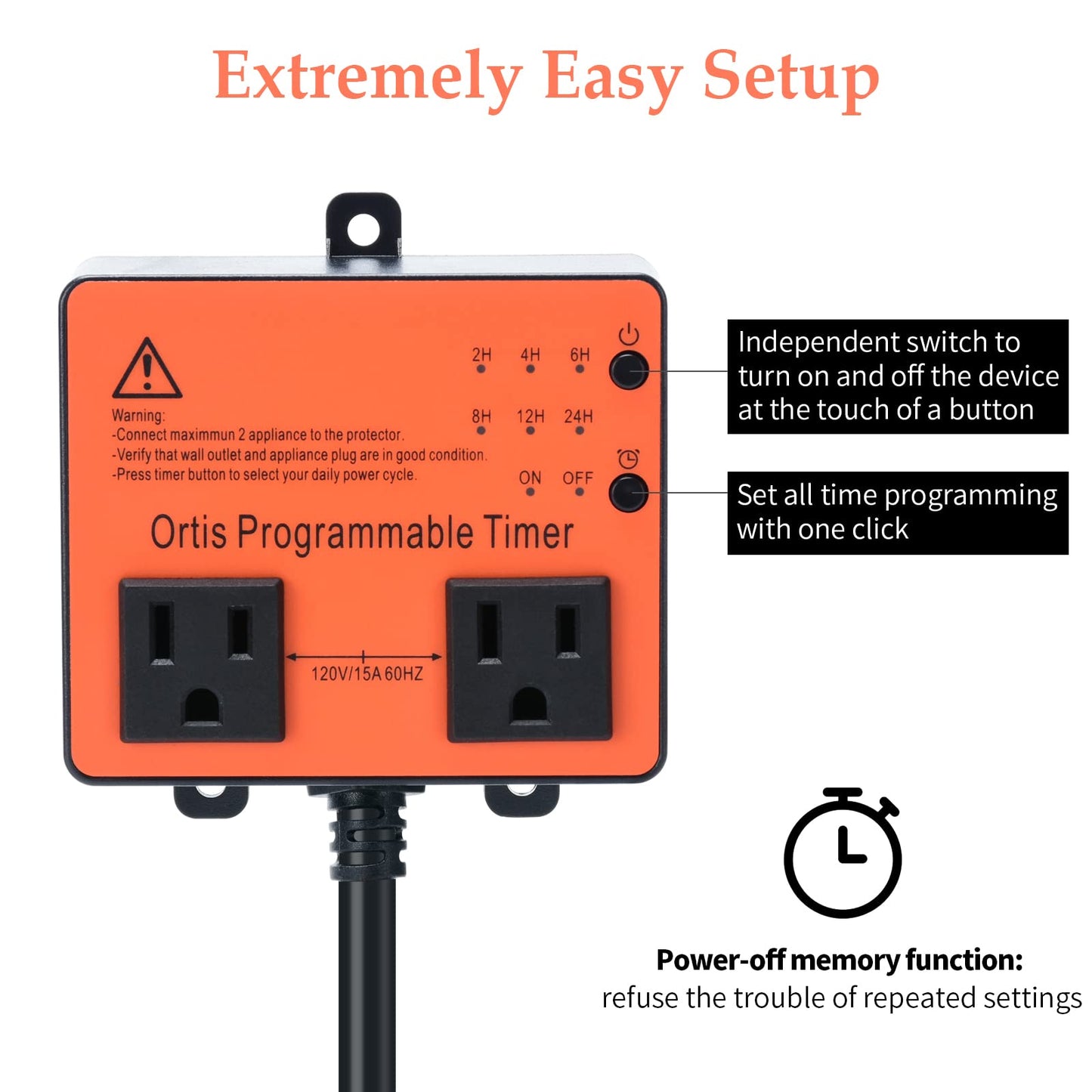 Above Ground Pool Timer, Ortis Smart Pool Timer with One-Button Operation, for Swimming Pools, Filters, Pumps, and Landscape Lights Black