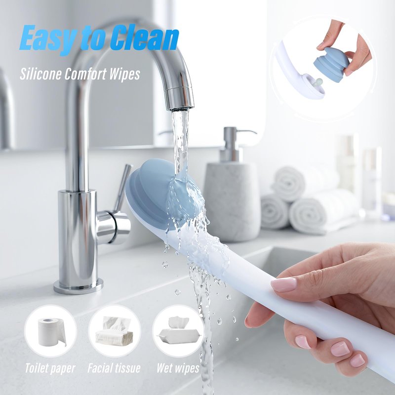 Innovation Toilet Aids for Wiping Bottom, 16.5" Firmly Clamp Bottom Buddy Wiping Aid, Butt Wiper Tool with Replaceable Head for Women, Men, Elderly, Pregnant, Disabled and Surgery Recovery