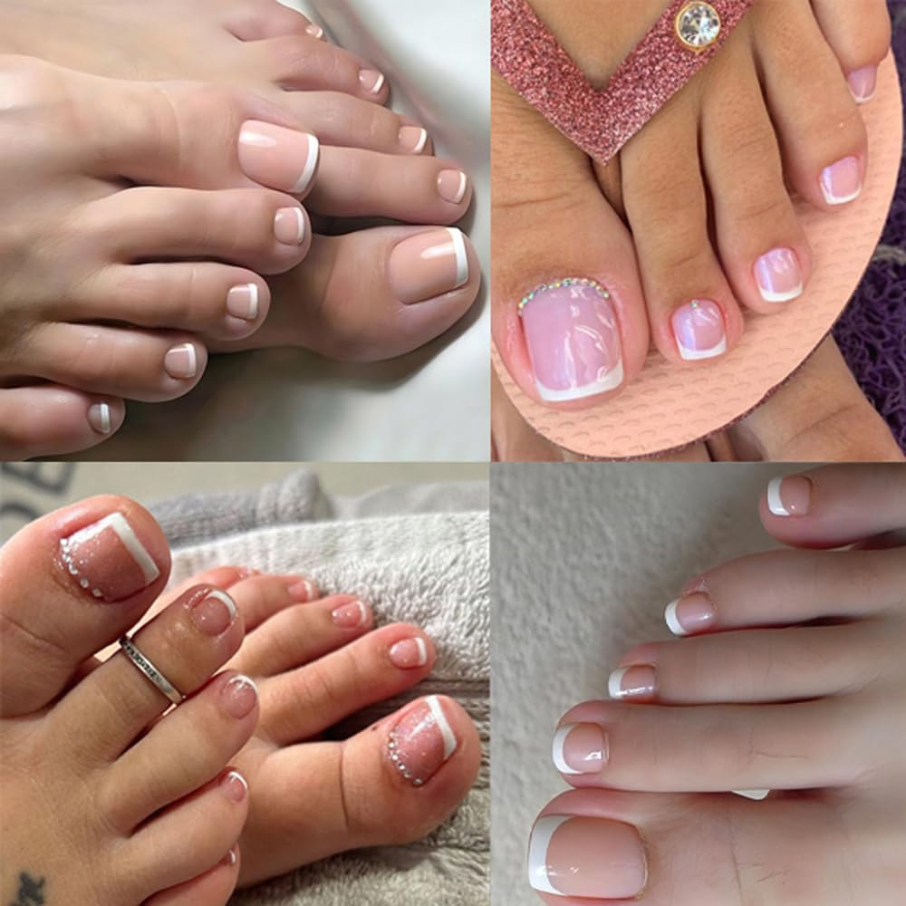 SWRITATSK Toe Nail Tips,French Press On Toenails For Women,120Pcs Press On Nails,Square Toe Nail Press Ons Toe Nails,12 Size French Nude Wearable Full Cover Fake Toenails,False Nails Gel Toe Nails