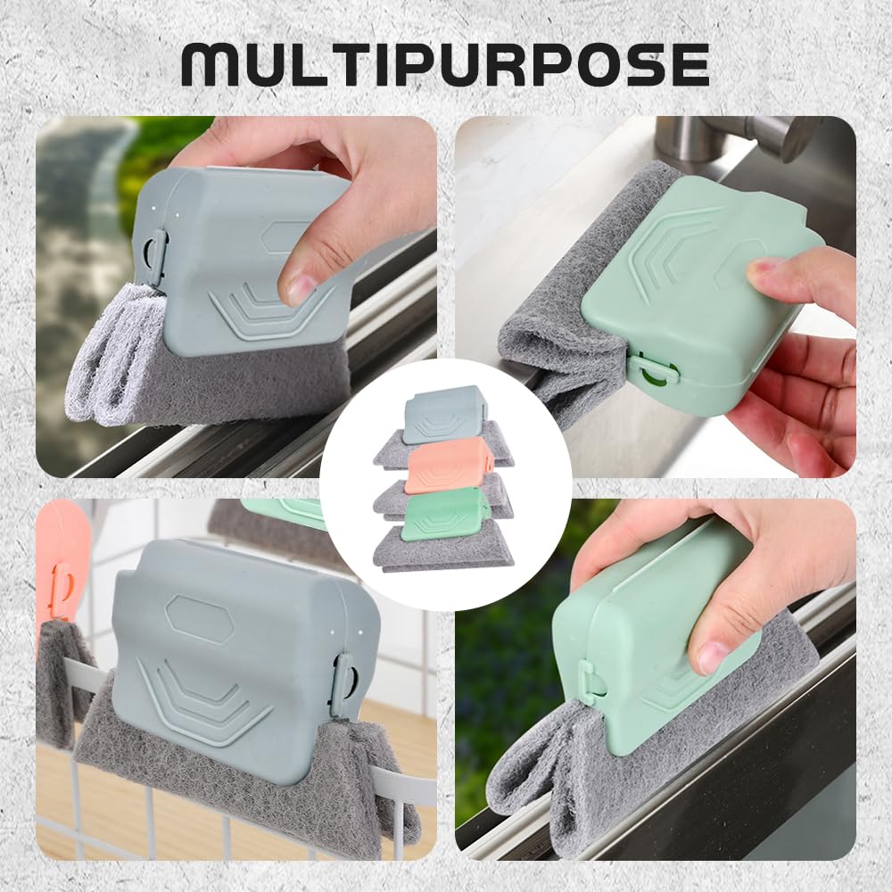 Magic Window Track Cleaner, 2025 Upgraded Handheld Cleaning Brush Set, for Window Slides Grooves, Tile Grout Lines, Shutter Slats, Car AC Vents & Narrow Gaps (Grey 3PCS)