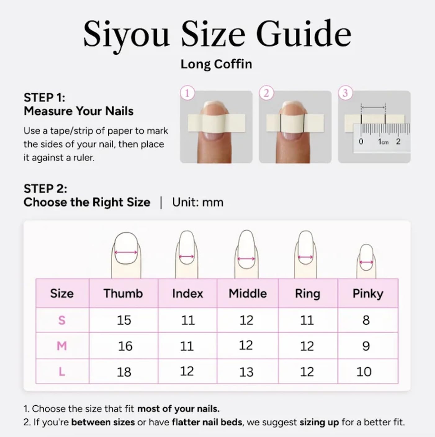 SIYOU Beauty | Starlit Love | Grey and Black Glitter Romantic Long Coffin Press On Nails for Women (Medium) - Reusable, Salon-Quality Fake Nails (10pc)