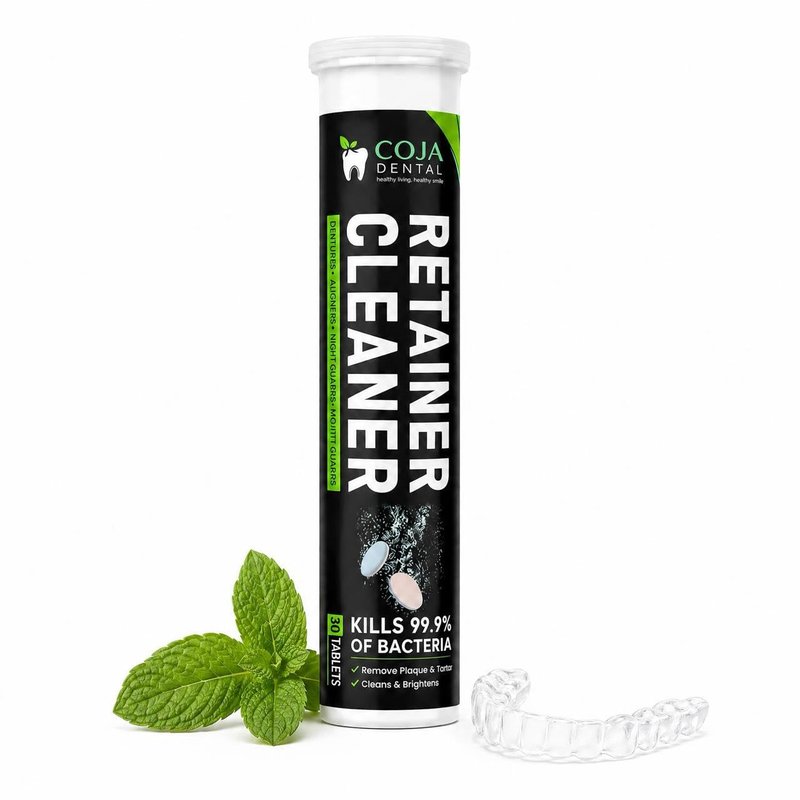 COJA Dental Retainer Cleaner Tablets 30 Count | Retainer Cleaning Tablets for Clear Aligners, Mouthguard & Night Guard | Aligner Cleaner | Dental Cleaner Tablets | Fresh Mint Flavor