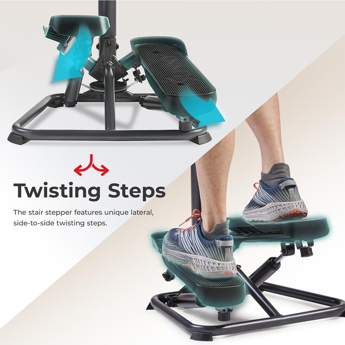 Sunny Health & Fitness Smart Twist Stair Stepper Machine with Handlebar, Space Saving, Connected Fitness with SunnyFit App – SF-S020027SMART