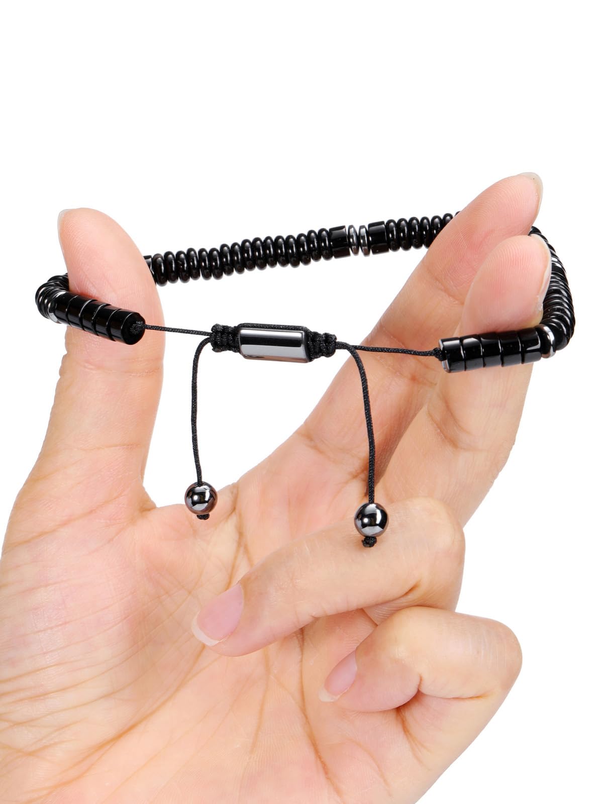Jovivi Healing Crystal Bracelet for Men Hematite Black Obsidian Gemstone Beaded Bracelets Adjustable Protection Crystals Natural Stone Beads Bracelet for Men Women Anxiety Relief