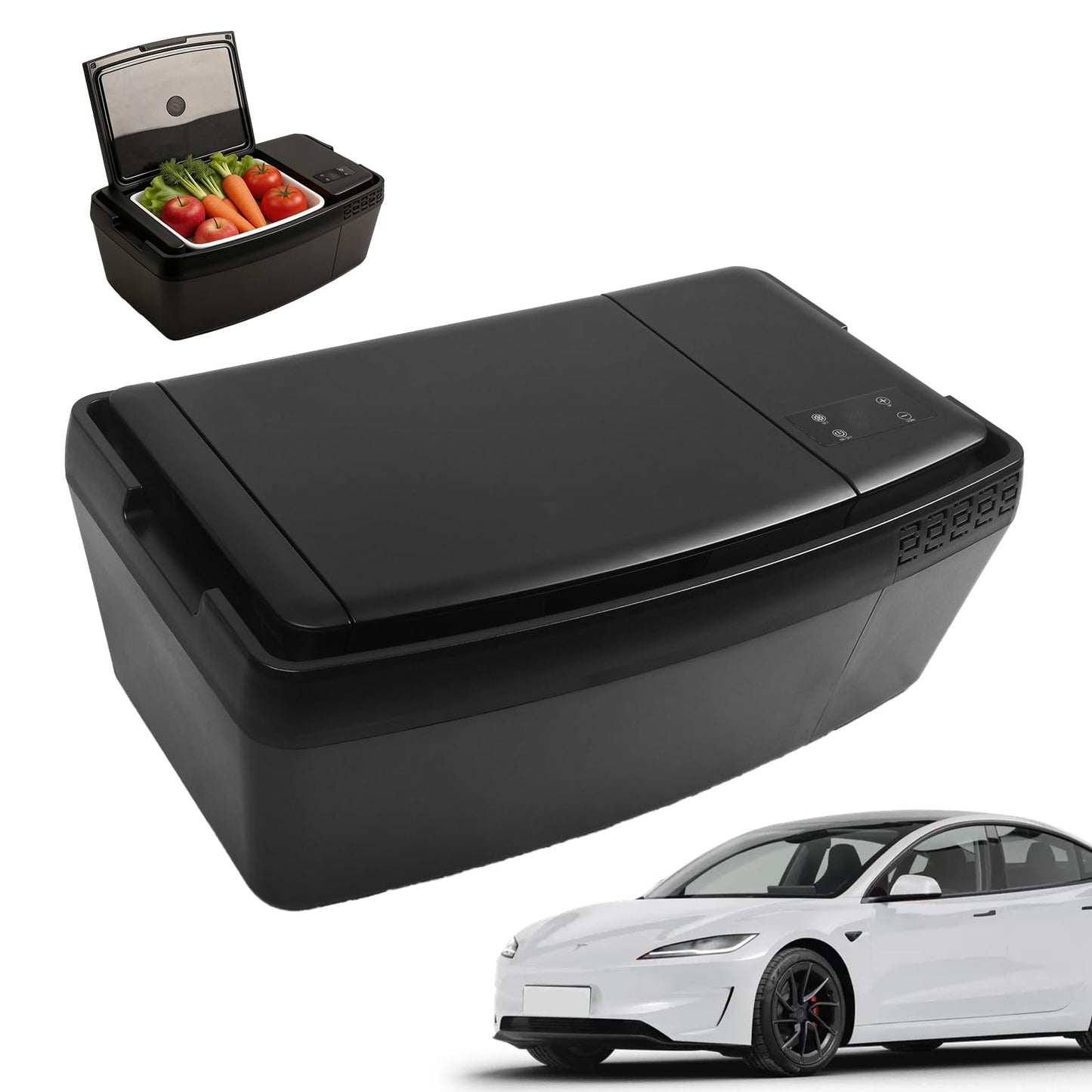 Tlaleikejia Car Refrigerator for Tesla Model 3, 37QT (35L) 12V Car Fridge -4℉~68℉, APP Control, Trunk Custom Fit for Model 3 2017–2026 (Incl. Highland), Portable Freezer 12/24V DC & 120–240V AC