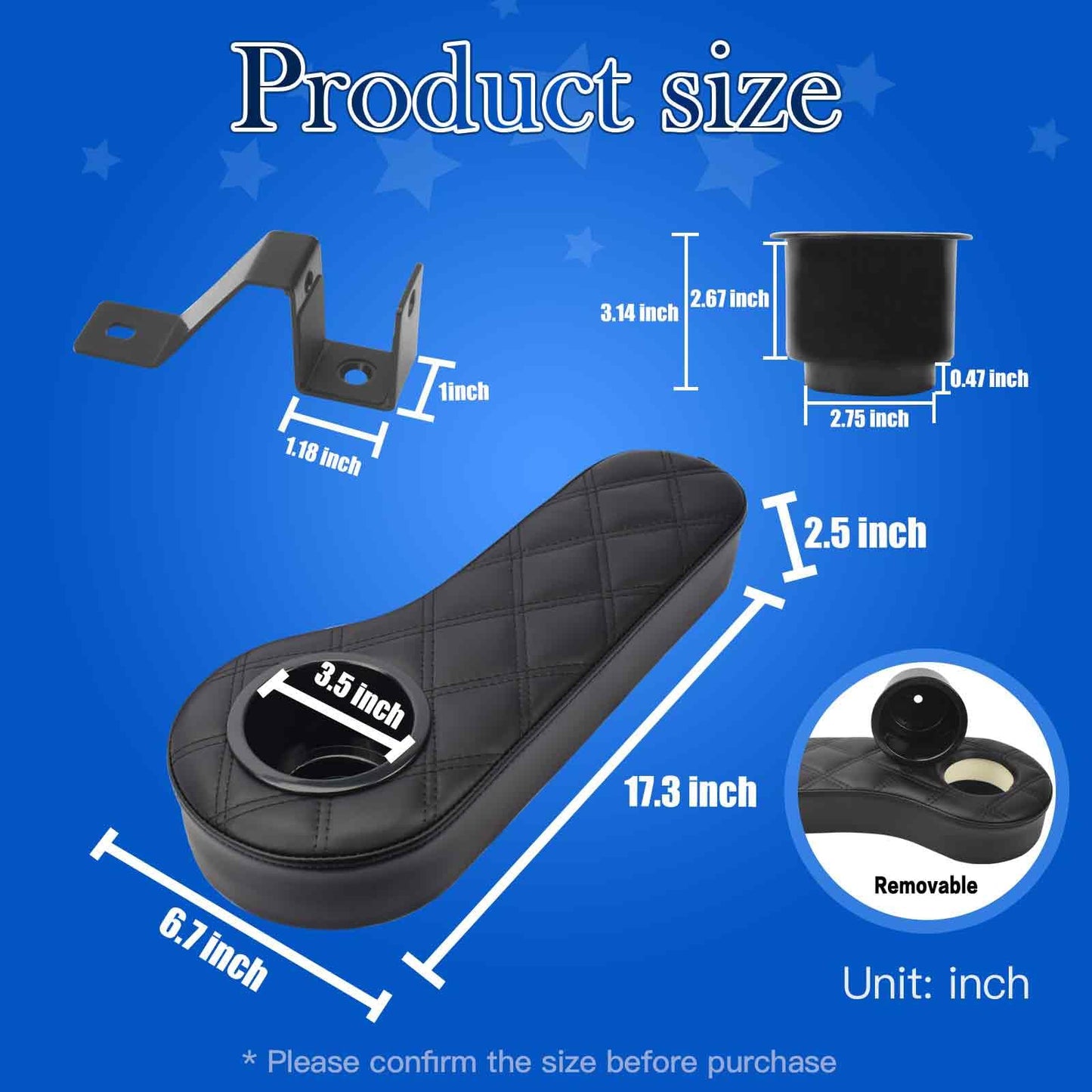 NOKINS 4PCS Golf Cart P Front and Rear Diamond Seat Covers and Golf Cart Rear Armrest with Cup Holder Kit (Fits 1-inch Square Tube) for Club Car Precedent Original Regular Seat Cushion(Black)