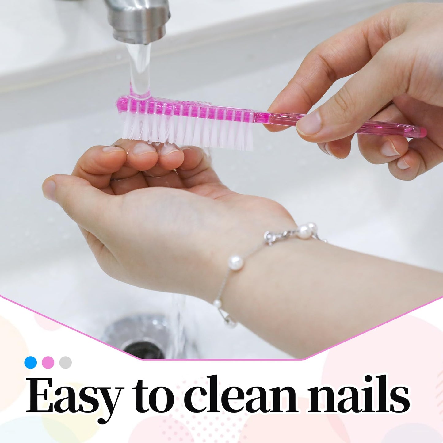 60 PCS Nail Scrubber Brush Set, Handle Grip Nail Brush Bulk Fingernail Scrubber, Pedicure Cleaning Brushes for Toes and Fingernails Cleaning, 3 Colors