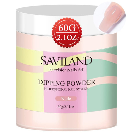 SAVILAND Nude Dip Powder - 2.1 oz Dip Powder for Natural French Nail Art, Strengthens Nails, Easy for Beginners, No Lamp Needed