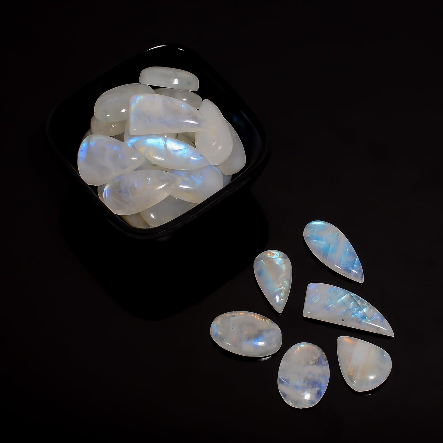 Natural Moonstone Gemstone- Healing Crystals for DIY -Loose Natural Cabochon -Perfect for Crafting Jewelry (5 pcs, 15-25mm)