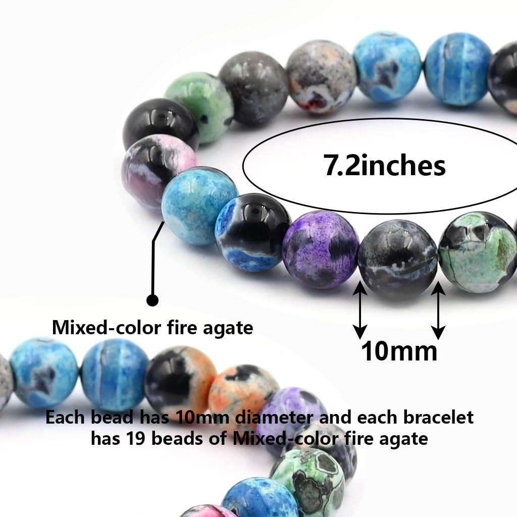 PZTIIY Natural Energy Healing Stone Charm Bracelet 10mm Natural Energy Healing Lava Rock Bracelet - Unisex (Large)