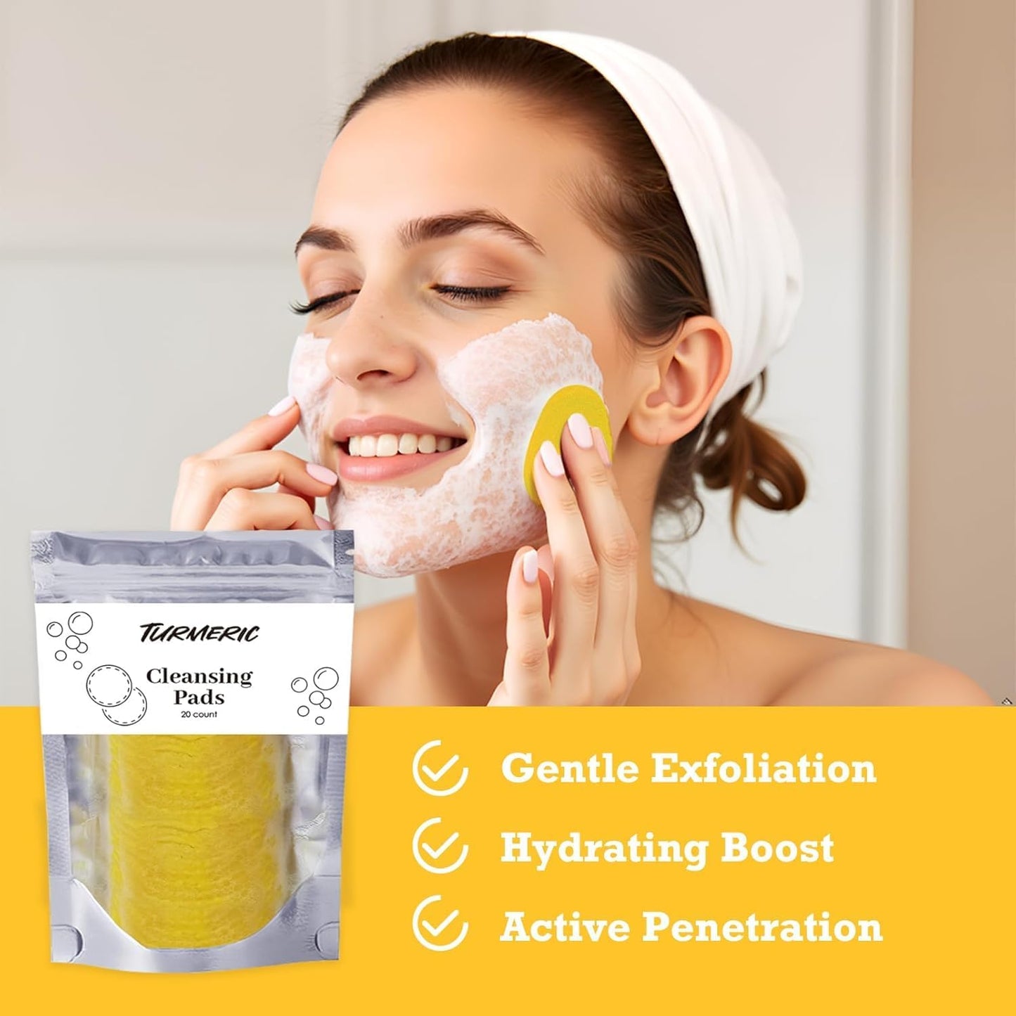 Turmeric Wash and Care 4-Piece Set – Facial Cleanser with Brush, Soap Bars , Soft Face Cleansing Pads and Turmeric Oil – Turmeric Face Wash Kit, Turmeric Skincare Set