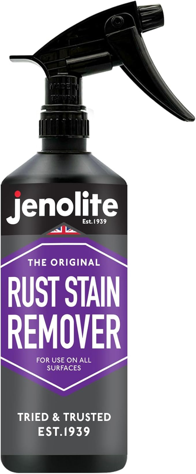 JENOLITE Rust Stain Remover 500â¯ml (16.9â¯flâ¯oz) for Patios, Sinks, Toilets, Walls & Sidings. Fast-Acting Spray-On Cleaner & Wipe-Off Solution for Metal, Concrete & Tile. Made in Britain.