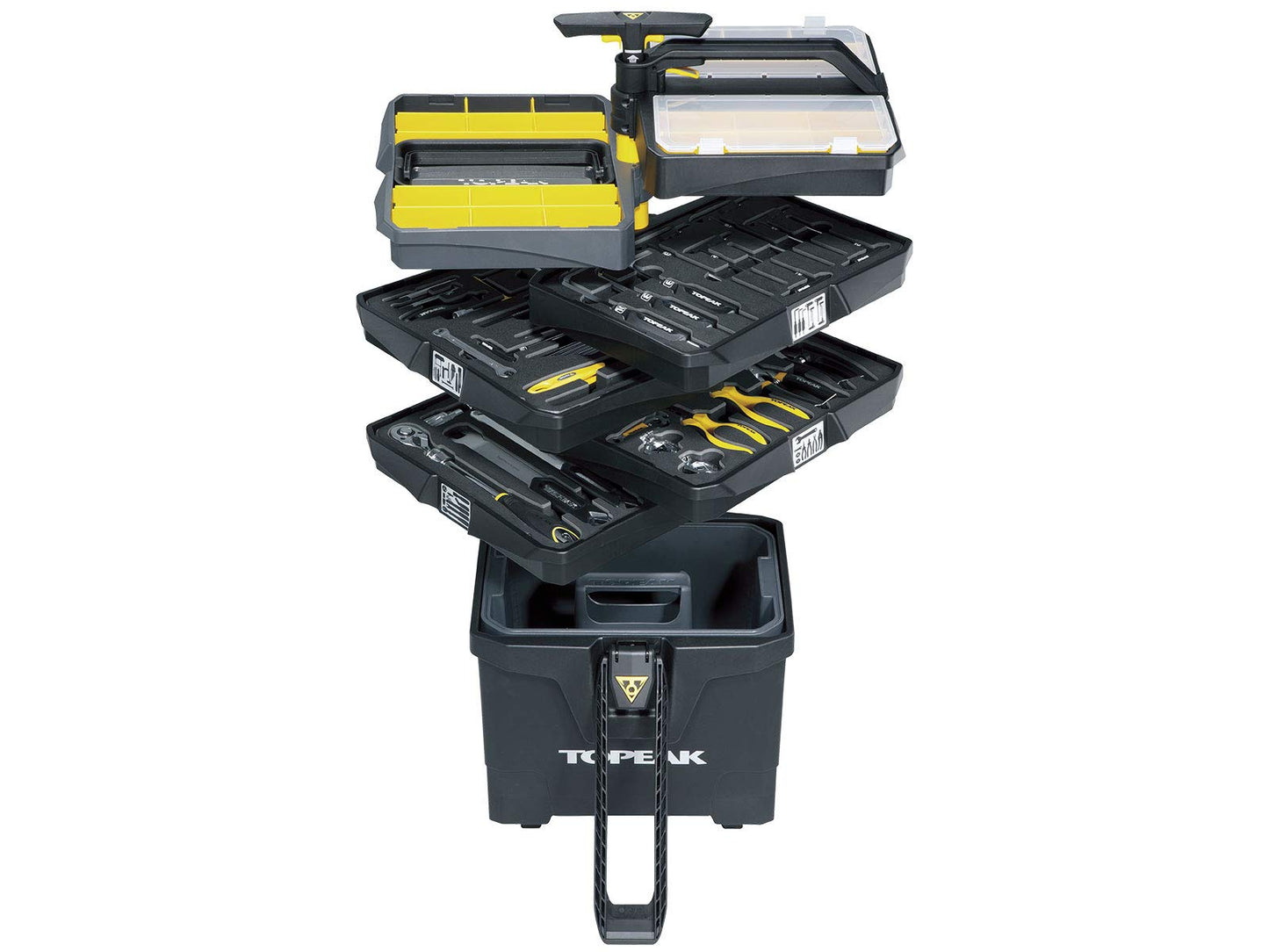 Topeak PrepStation Pro Bike Tool Station – Professional Rolling Workshop with 55 Tools (85 Functions), 7 Compartments, Extendable Base, Lift Handle & 5” Wheels for Mobile Bike Maintenance