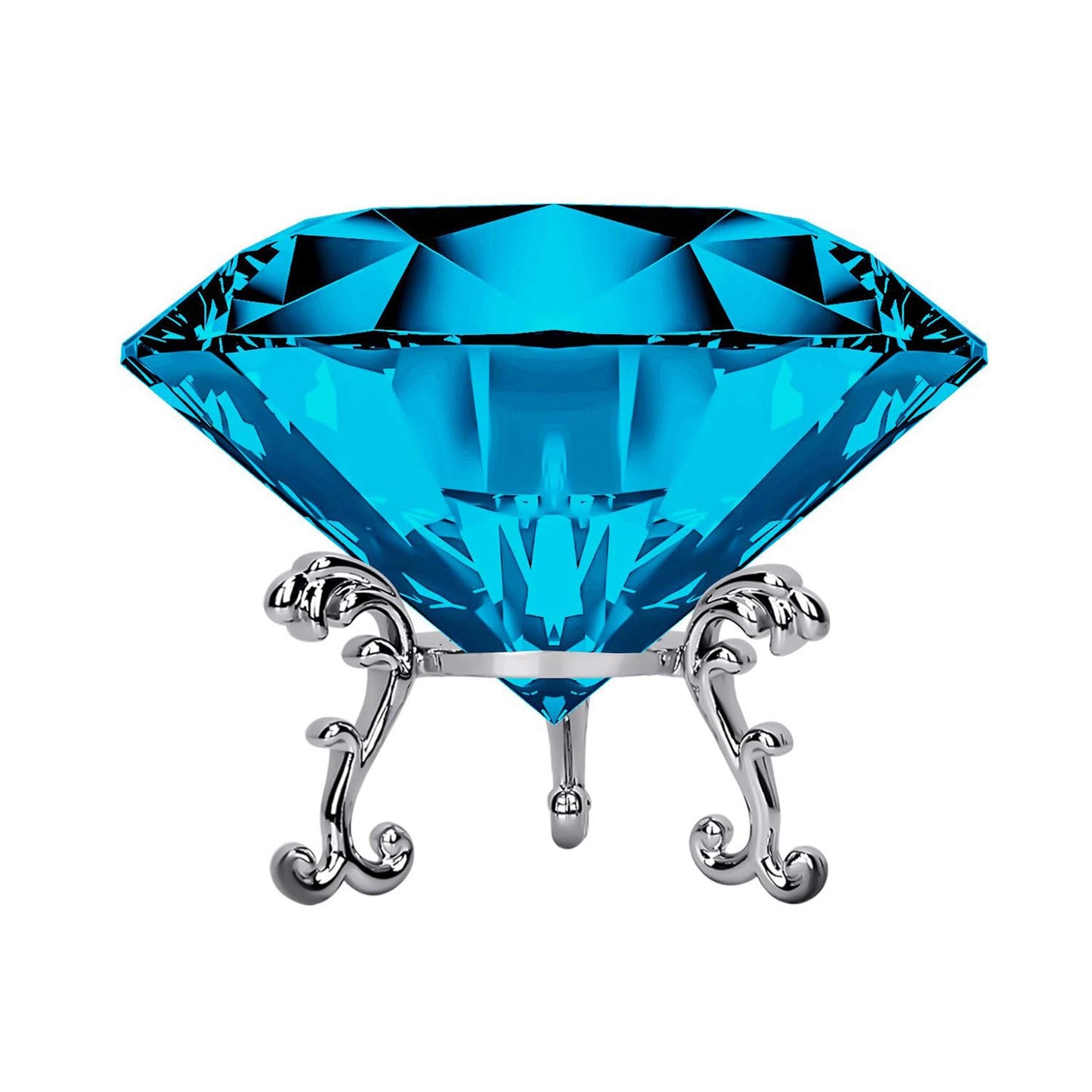 60mm(2.36 in) Large Crystal Diamond Paperweight with Stand Jewels Wedding Decorations Centerpieces Home Decor (60mm, Light Blue)