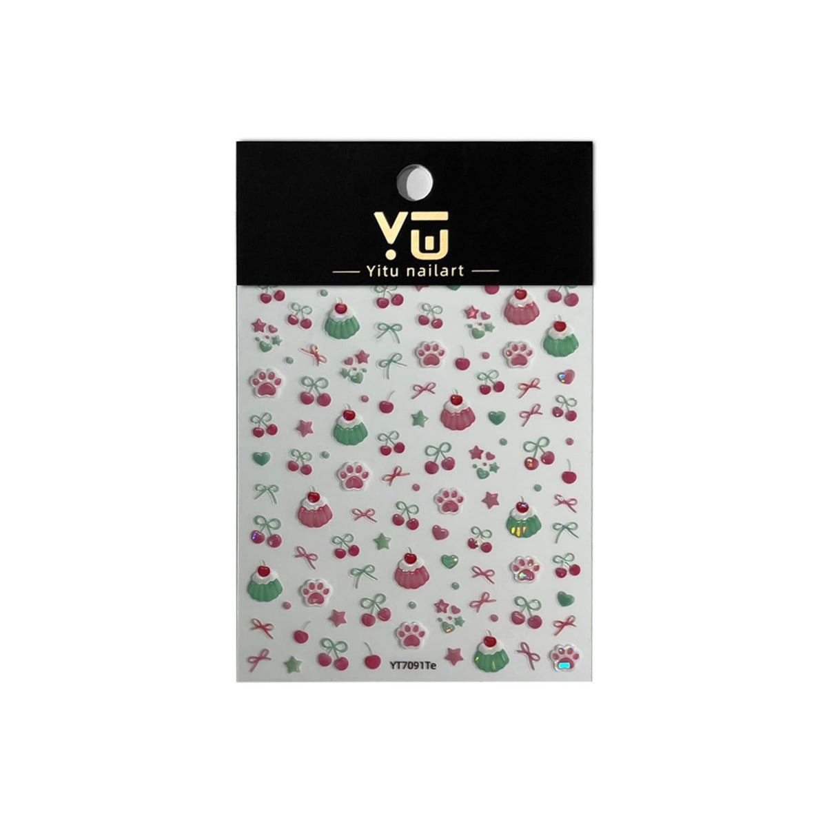 Cake Nail Art Stickers Cute Nail Sticker with Charms Jerry Design Cherry Bow Nail Decals 5D Embossed Self Adhesive Nails Art Decals for Women Girls Manicure Decorate