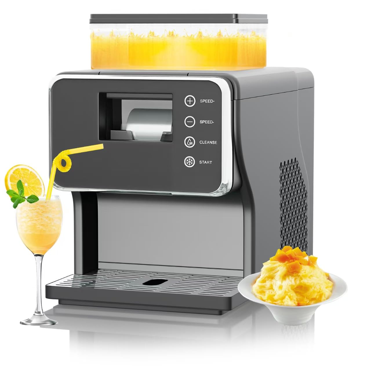 Snowflake Ice Machine, 180W Multi Shaved Ice Maker Machine, Ice Cream Maker for Home, Bar, Office, 0.6L/21 Ounce Slushie Maker, Homemade Shaved Ice, Slush, Milkshakes, 30s Fast Cooling