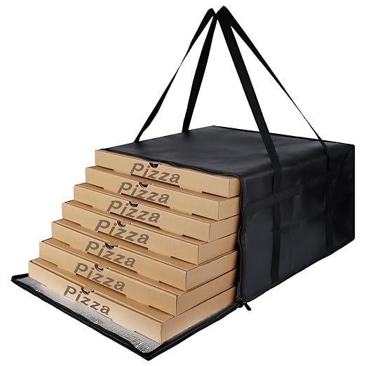 Insulated Pizza Delivery Bag for Carry Hot, 20" x 20" x 14" Insulated Food Delivery Bag, Grocery Cooler Bags for Catering/Drivers, Commercial Food Warmersï¼Black, 1Pkï¼
