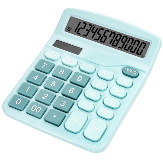Cute Pink Desktop Calculator with Big Buttons, Dual Power Source, Solar and Battery, Large Display Screen - Perfect for Office, Teachers, and Students (Pink)