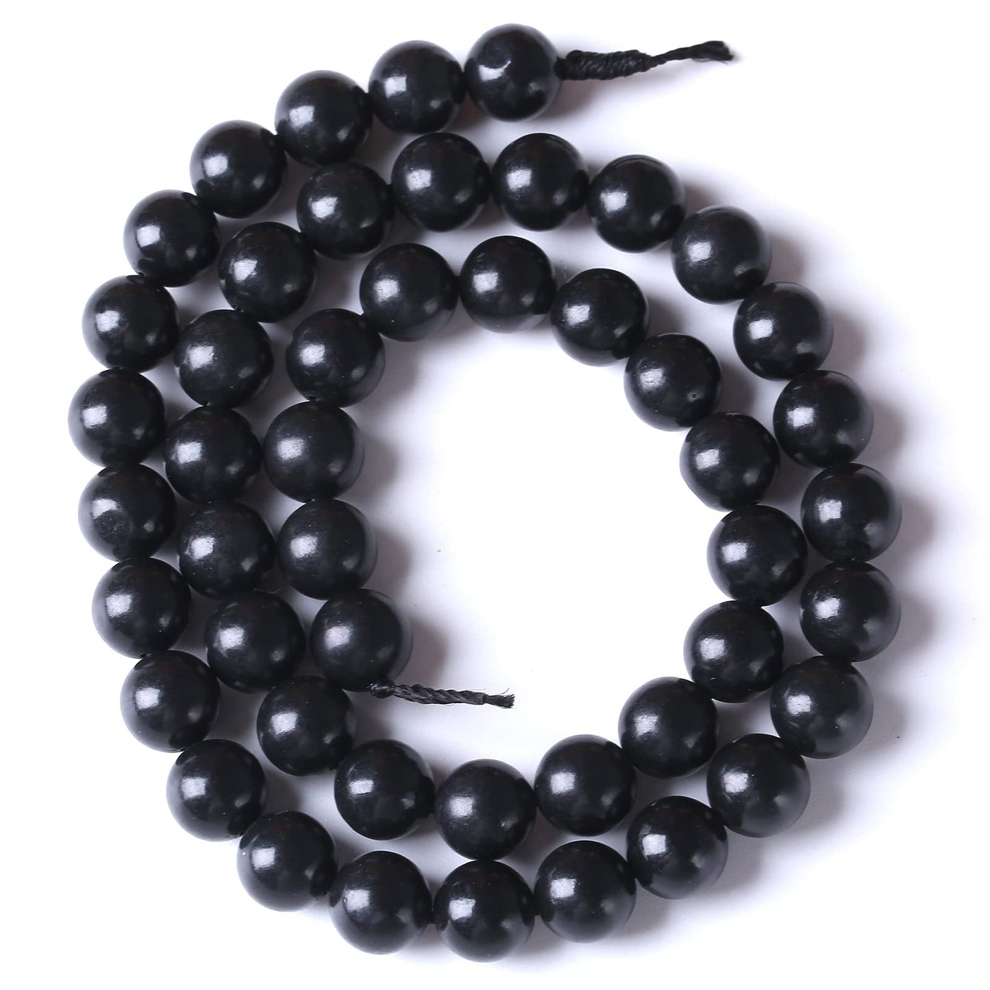 8MM 46PCS Natural Stone Shungite Beads Crystal Loose Beads for Jewelry Making DIY Bracelet