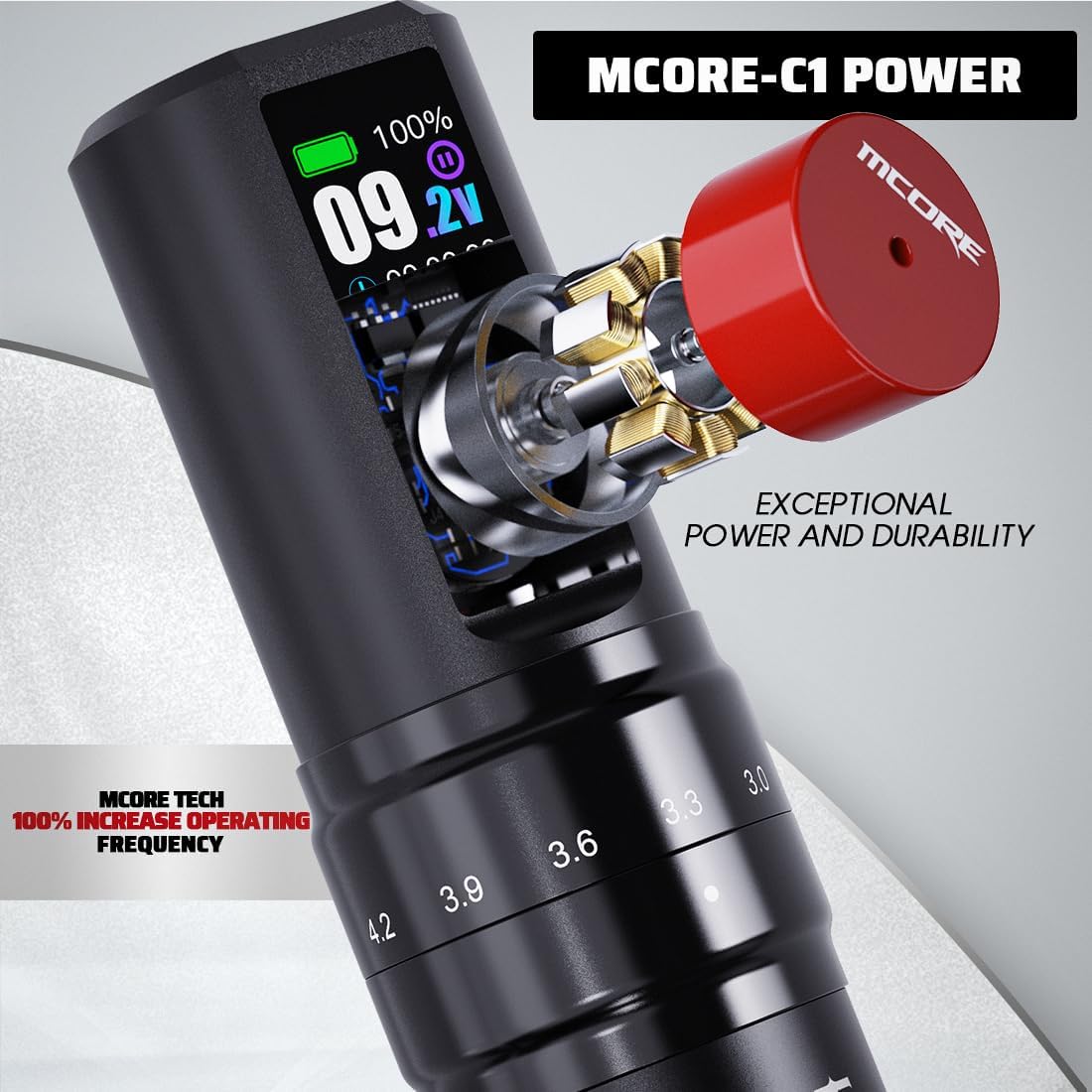 Mast Fold2 Pro Tattoo Gun, Wireless Rotary Tattoo Pen Machine, Real 7 Strokes Length, 2 Batteries 2,000mAh Power Supply Extra Battery, Mcore Tattoo Motor P-076