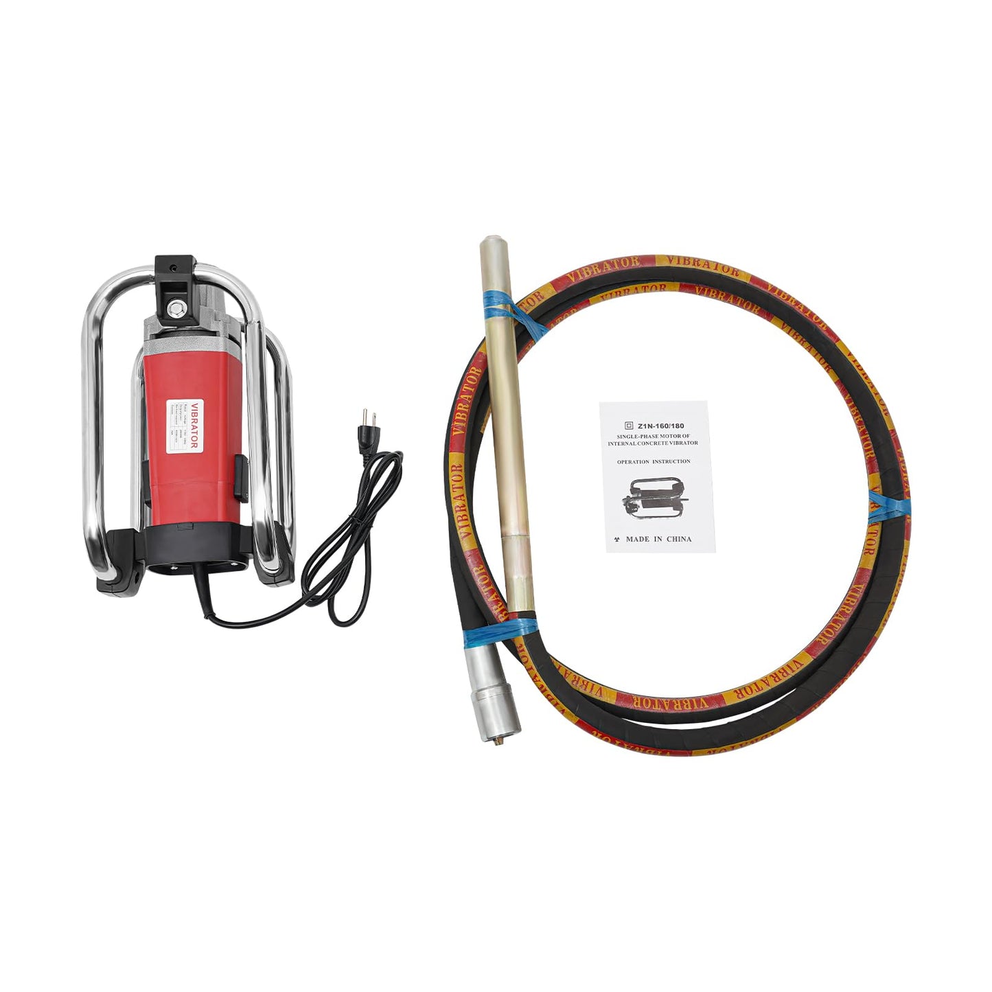 Electric Concrete Vibrator, 2000W 4300r/min, Copper Motor Handheld Concrete Vibrating Tool, Portable Pencil Cement Vibrator with Shaft of 13.12ft / 4m, Remove Air Bubble and Level Concrete (Red)