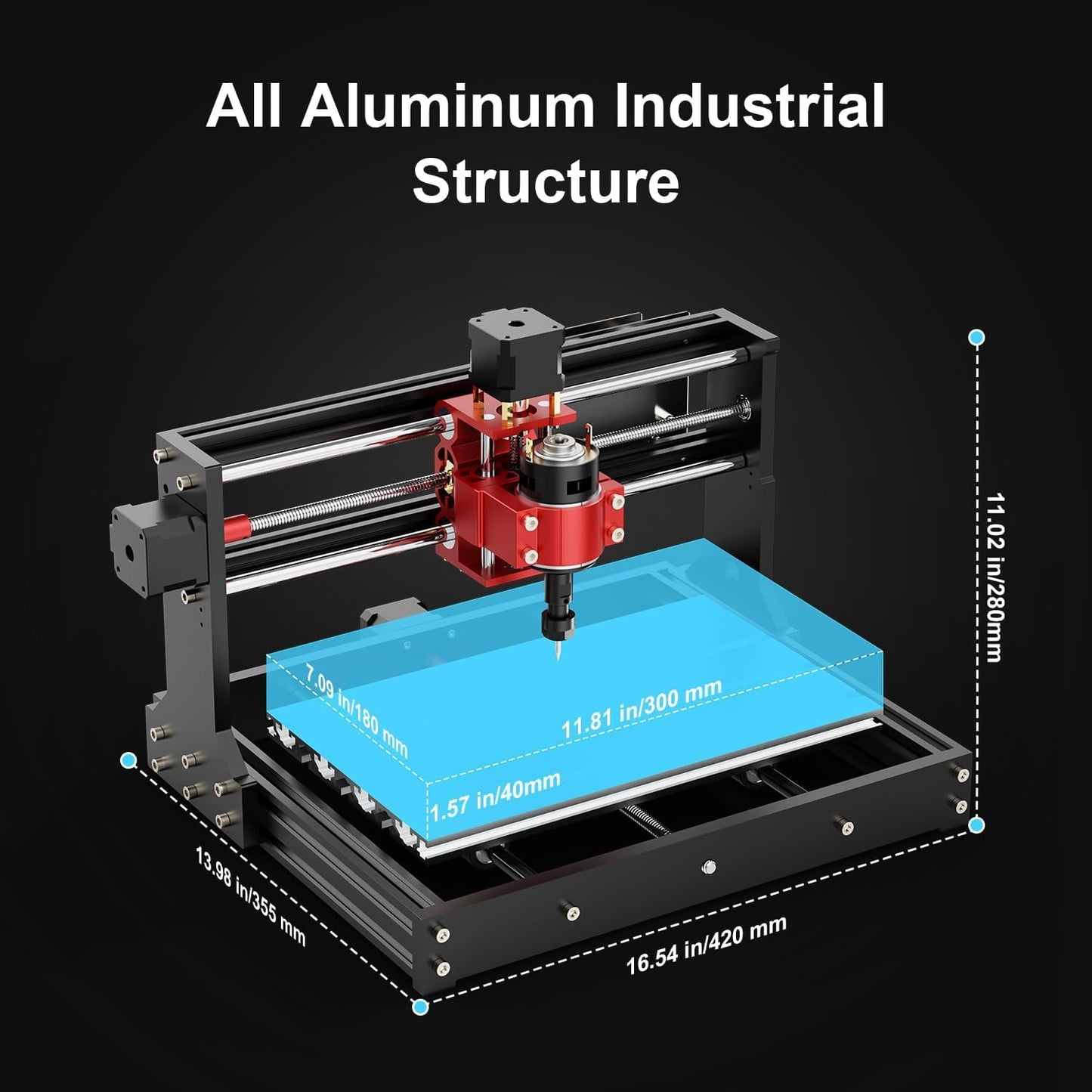 Twotrees TTC3018 Pro CNC Router Machine,Desktop CNC Engraving Machine Upgraded 3-Axis Engraving All-Metal Milling Machine for Wood Acrylic MDF Nylon,300mmX180mmX40mm Working Area