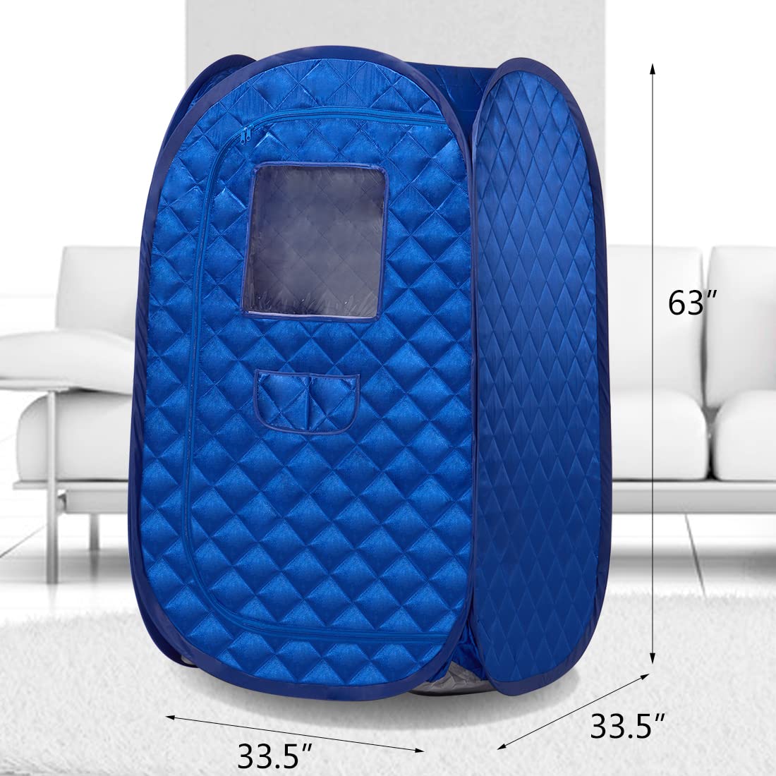 Smartmak Portable Steam Sauna Set, Foldable One Person SPA Tent with 4L Larger Steamer,Remote Control, Weight Loss&Detox- Blue