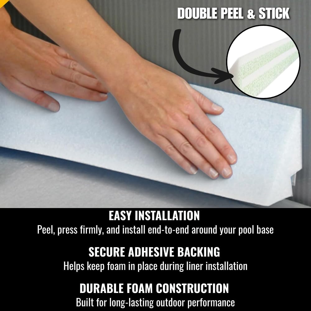 Freetime Fun 46" 15 PCS Peel and Stick Pool Cove for 18' Round Above Ground Pool - Dense Closed Cell Foam Peel and Stick Above Ground Pool Cove with Adhesive Back for Pool Liner Protection