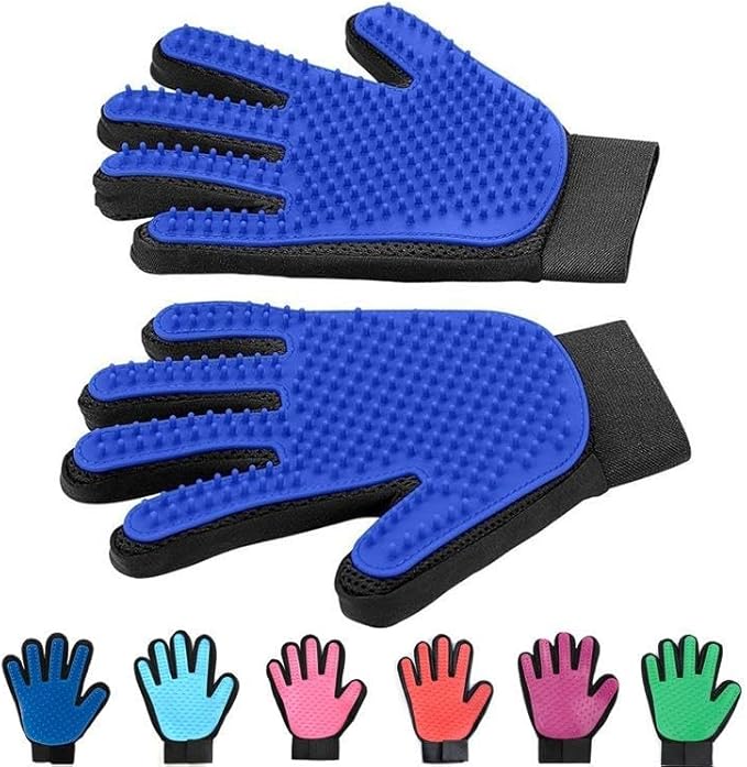 Pet Hair Remover Grooming Glove for Pet Dog Cat for Bath Hair Removal Cleaning Silicone Rubber Blue RH