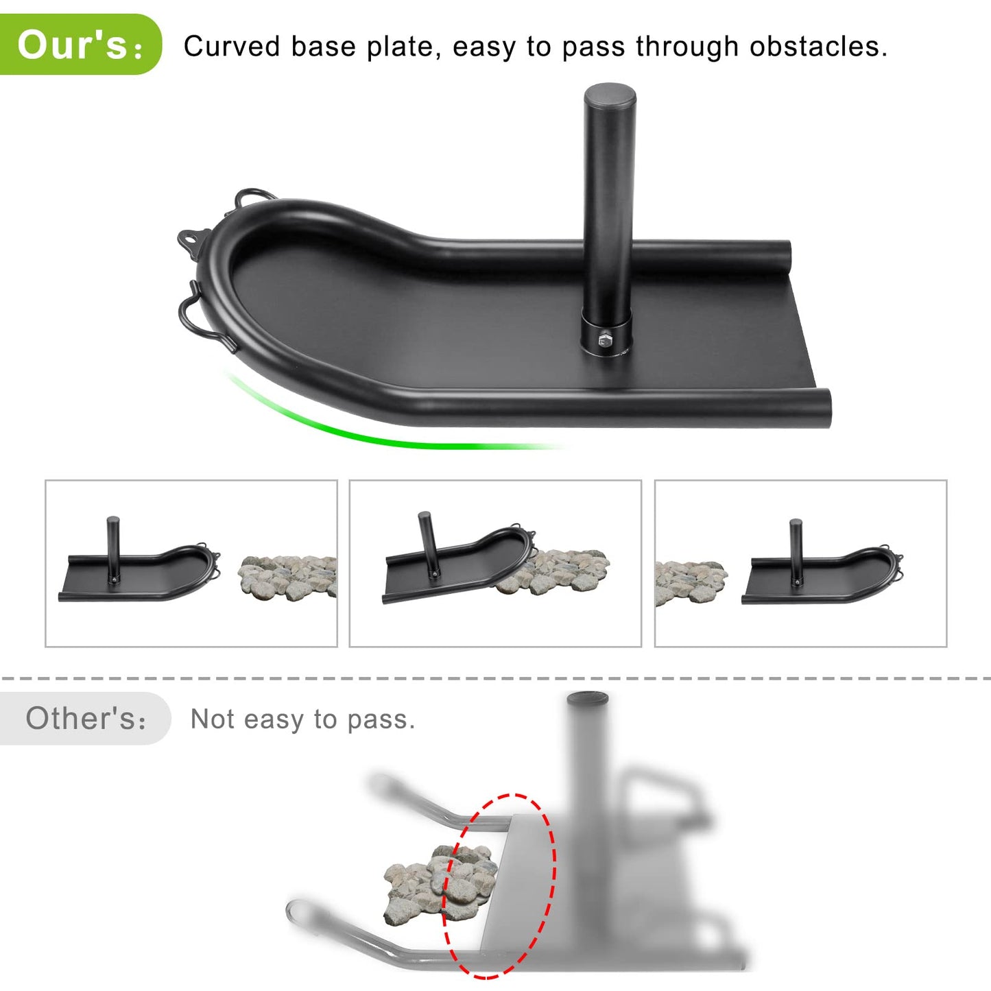 Kipika Weight Sled, Workout Sled, Fitness Strength Training Sled, Speed Training Sled for Athletic Exercise, Speed Improvement, Easily Through Obstacles, Suitable for 1" & 2"" Weight Plate (B- Black)"