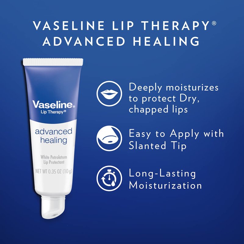 Vaseline Lip Therapy Lip Balm Tube, Advanced Healing Lip Moisturizer, 0.35 oz