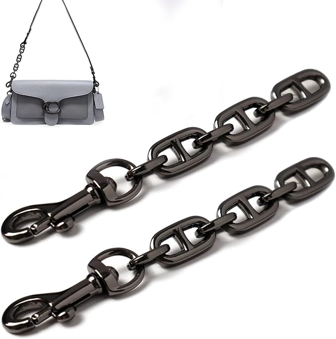 2Pcs Tabby Purse Strap Extender, Woman Bag Chain Extender, Shoulder Csrossbody Purse Chain Extender for Nolita Gunmetal Black(2 Strap Extender - Black)
