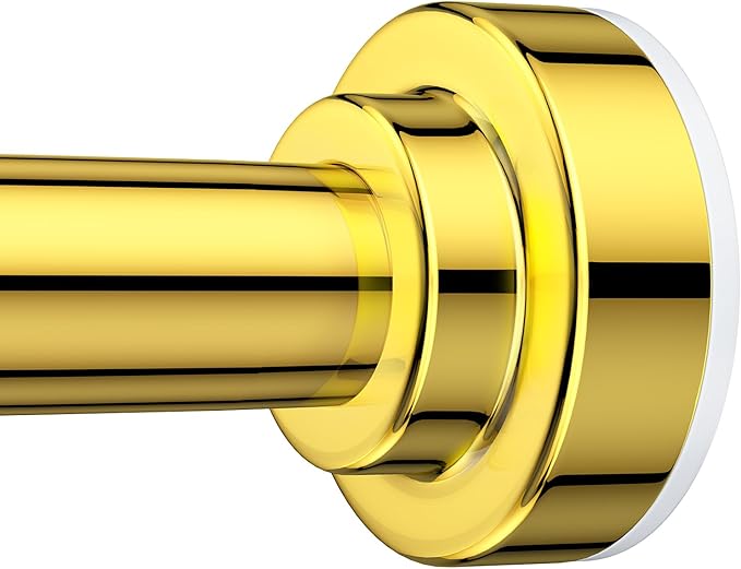TEECK Shower Curtain Rod, 32-104 inch Adjustable Spring Tension Curtain Rod, Never Rust Anti-Slip Shower Curtain Rod for Bathroom, No Drilling, Never Collapse, Easy to Use, Gold