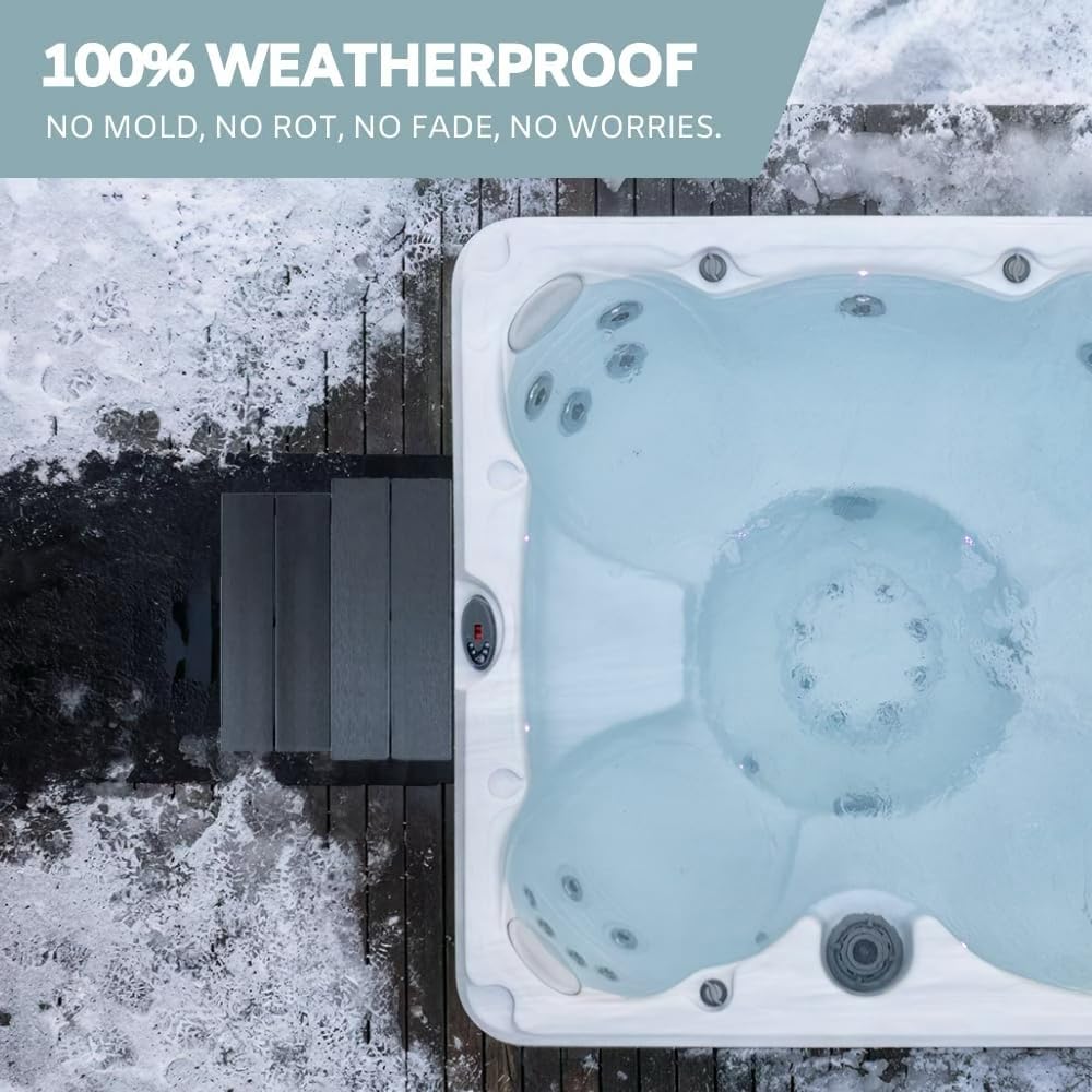 DENKOE Hot Tub Steps with Storage - Waterproof, Non-Slip & No Maintenance - Multi Angle Access - Ideal for Spa Steps, Hot Tub Stairs - Gray Spa Step for Outdoor