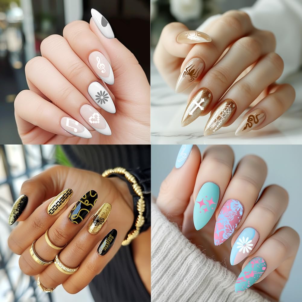 beinkmake 3Pcs Punk Nail Stamping Plate Set Snake Heart Maniology Stamping Plate French Line Tip Nail Plates Flames Star Stainless Steel DIY Reusable Tools with Stamper Scraper for Manicure Printing