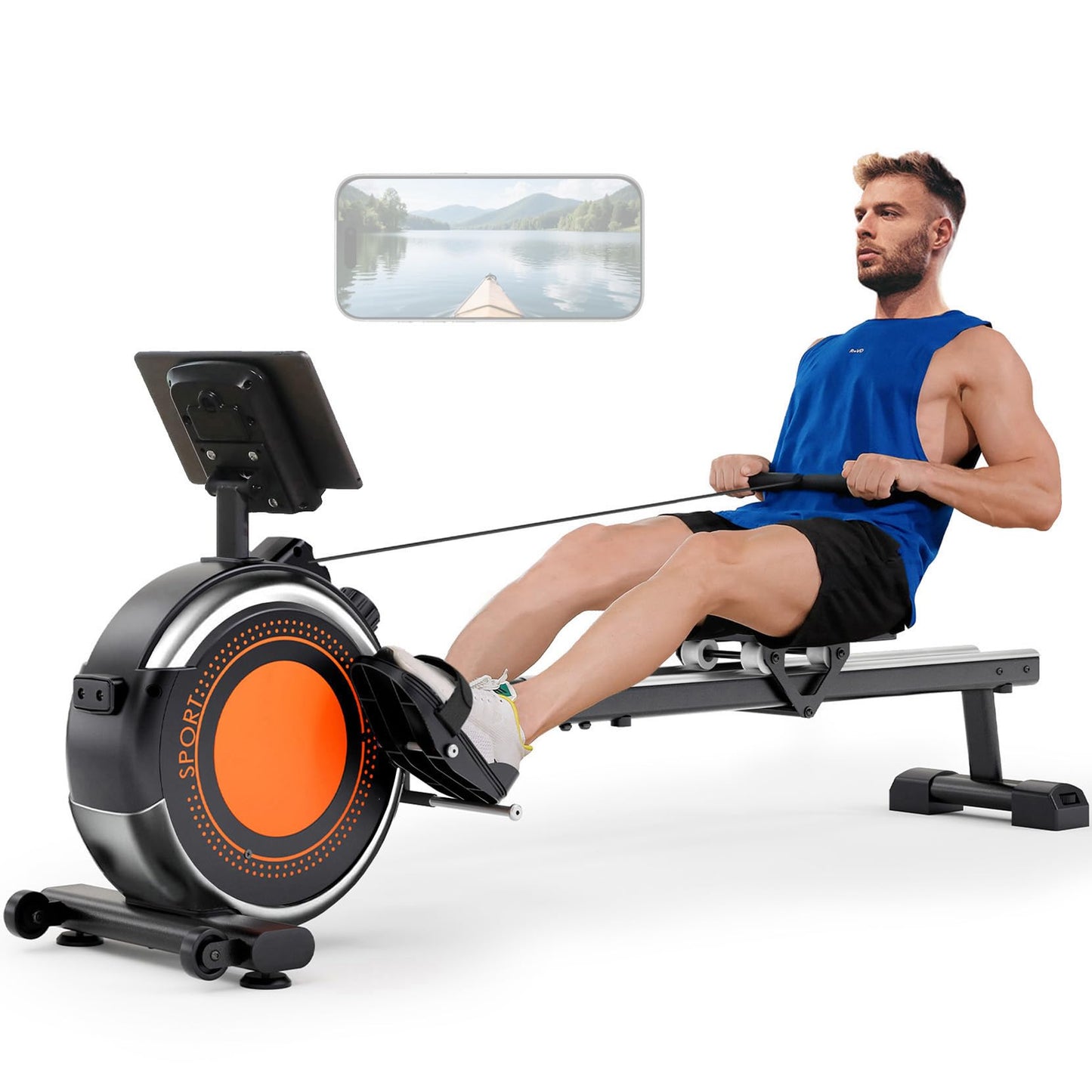 Dripex Rowing Machines for Home Use, Rowing Machine Magnetic Rower, Max 360 LBS, 16 Levels of Workout Resistance, Dual Slide Rail, Bluetooth App Compatible, LCD Monitor, Row Machine for Gym Exercise